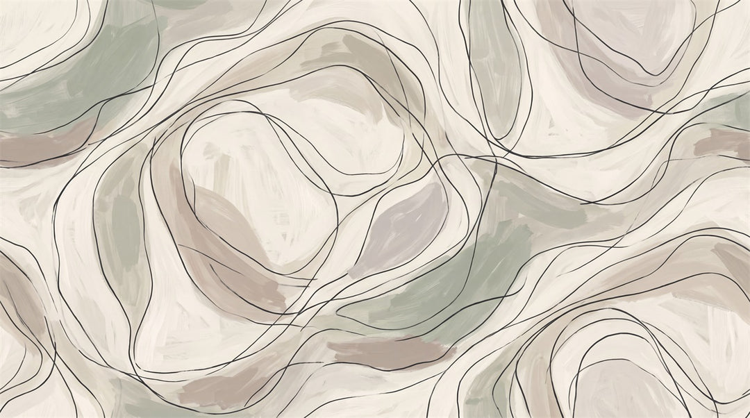 beige line art wall custom stick on non woven vinyl removable wallpaper mural main