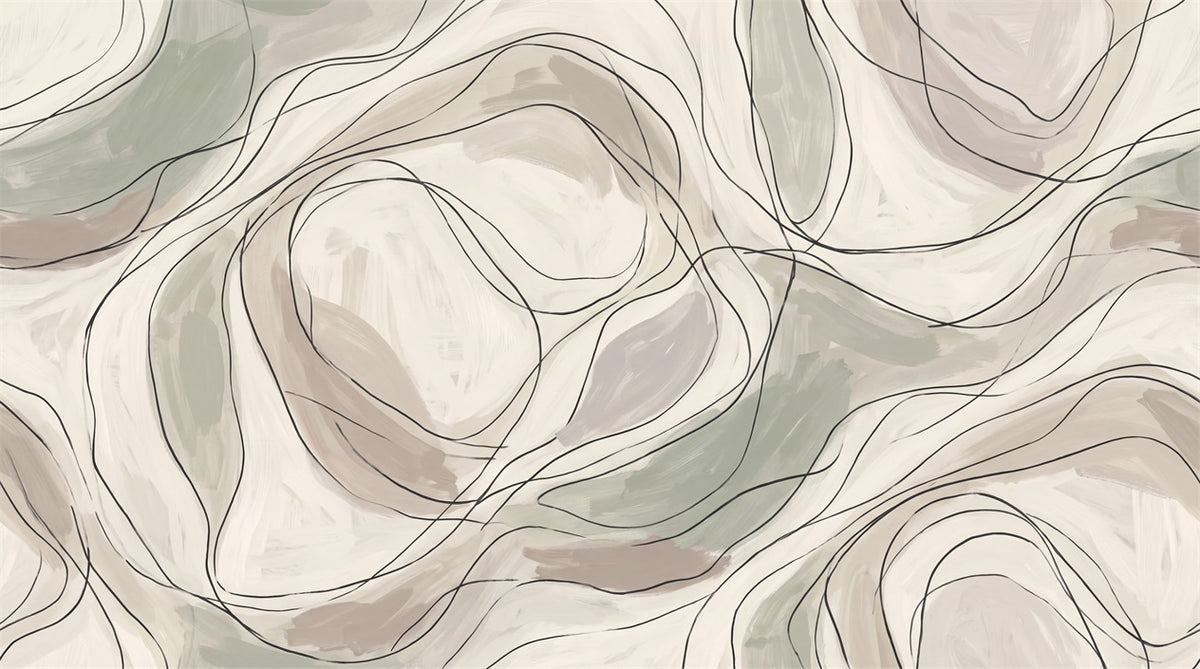 beige line art wall custom stick on non woven vinyl removable wallpaper mural main