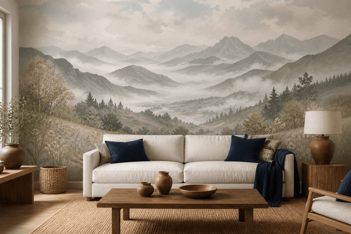 Beige Misty Wallpaper Mural product view