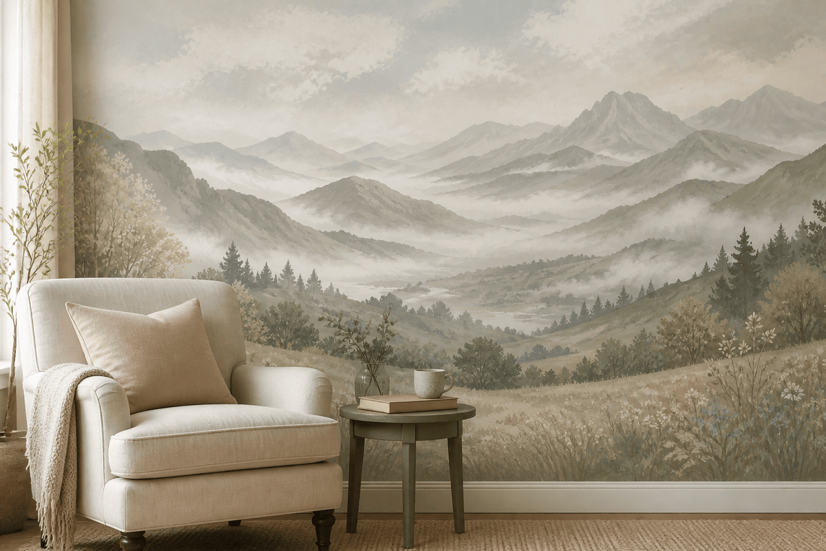 Beige Misty Wallpaper Mural product view