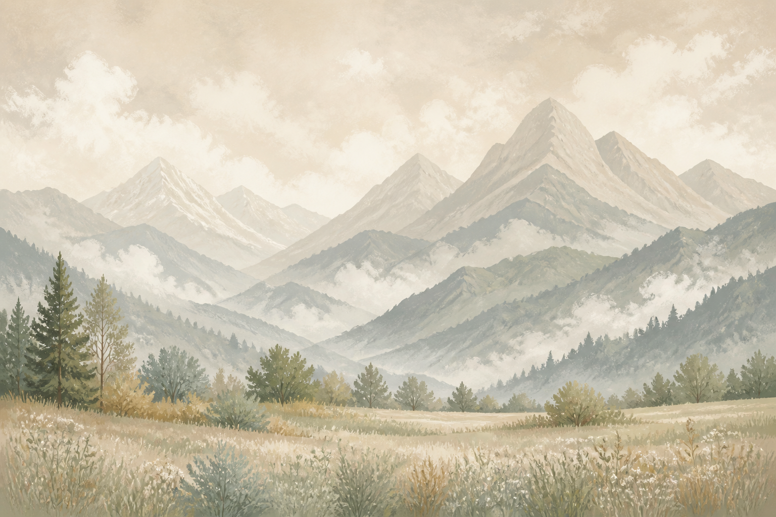 Beige Misty Wallpaper Mural