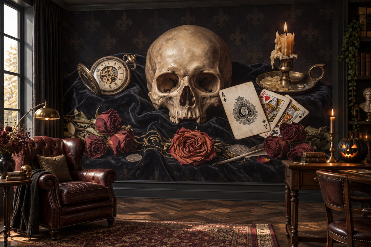 beige skull custom peel and stick wallpaper mural study removable non woven vinyl