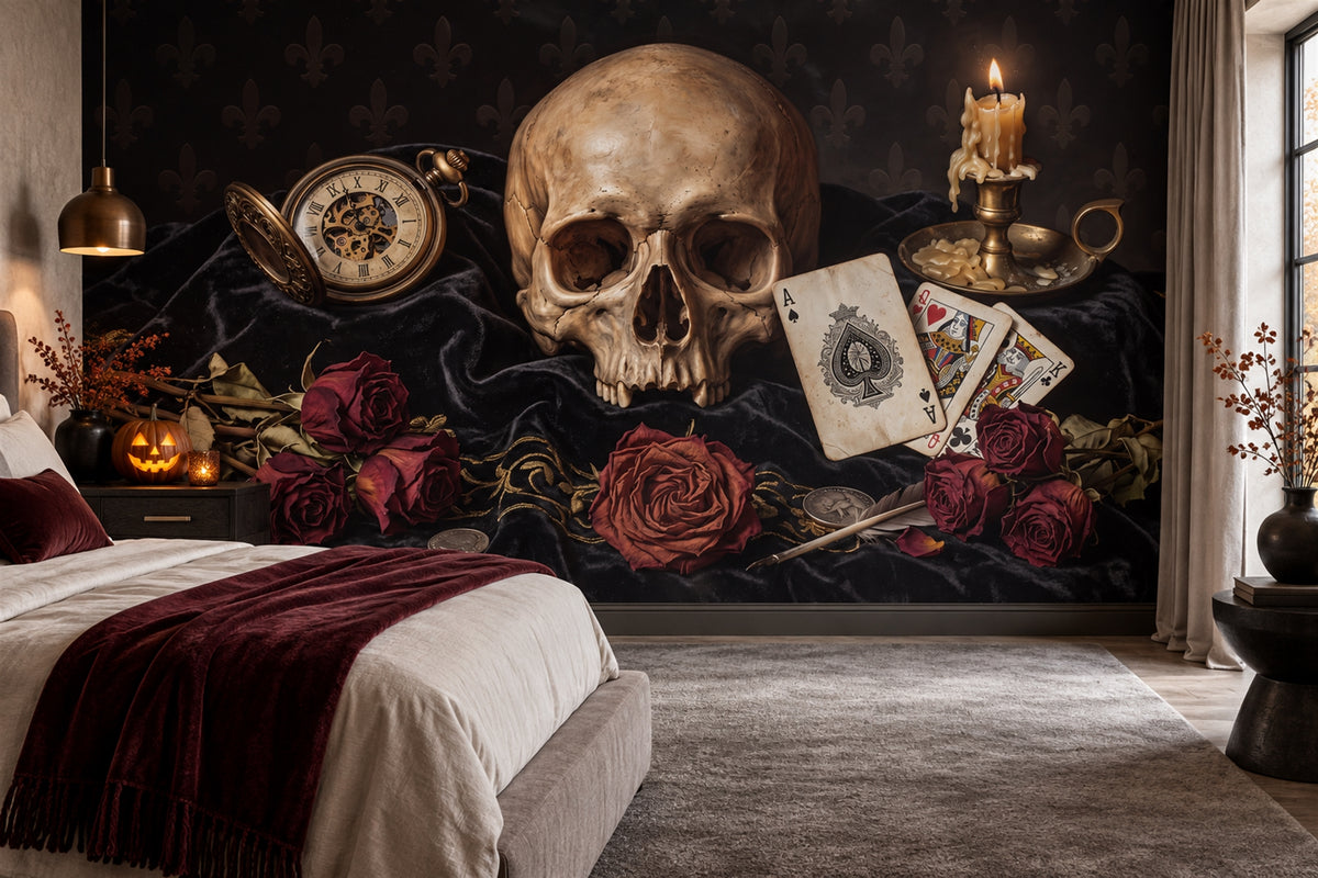 beige skull wallpaper mural bedroom custom removable non woven vinyl self adhesive