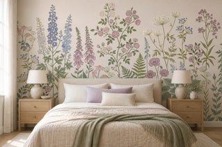 Pink and Lilac Upright Garden Blooms Wallpaper Mural