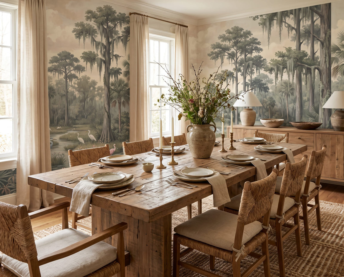 Tranquil Wetland Birds Mural Wallpaper