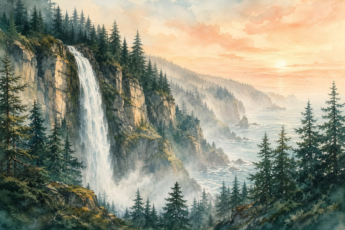 Teal Cascade Wallpaper Mural product view