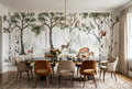 Soft Green Watercolor Nordic Birch Forest Wallpaper Mural