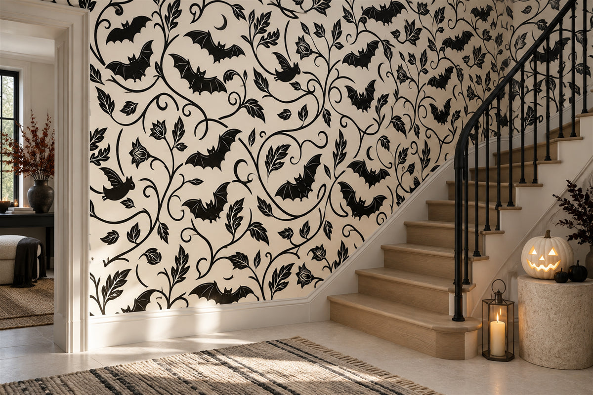 black bats stairway custom self adhesive removable non woven vinyl wallpaper mural