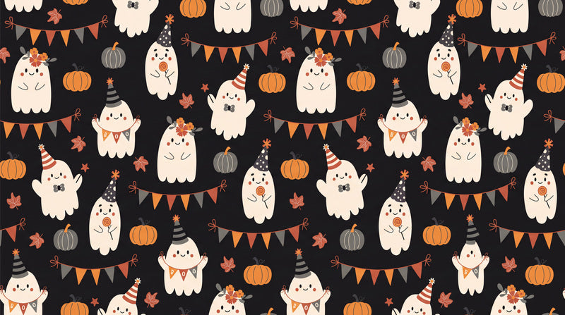 Black Party Ghosts Halloween Wallpaper Mural