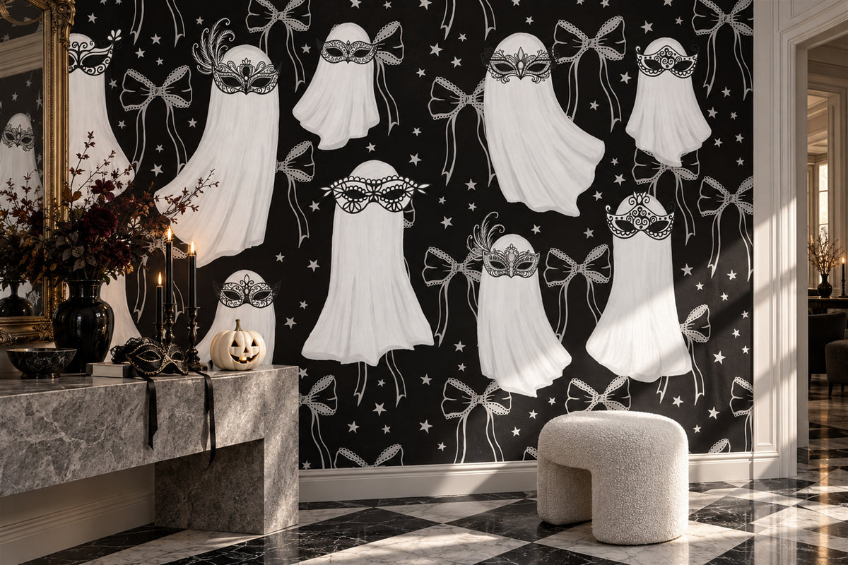 black ghosts entryway custom self adhesive removable non woven vinyl wallpaper mural