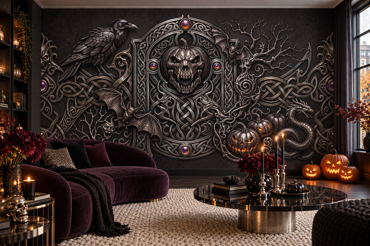 black skulls wallpaper mural lounge custom removable non woven vinyl peel and stick