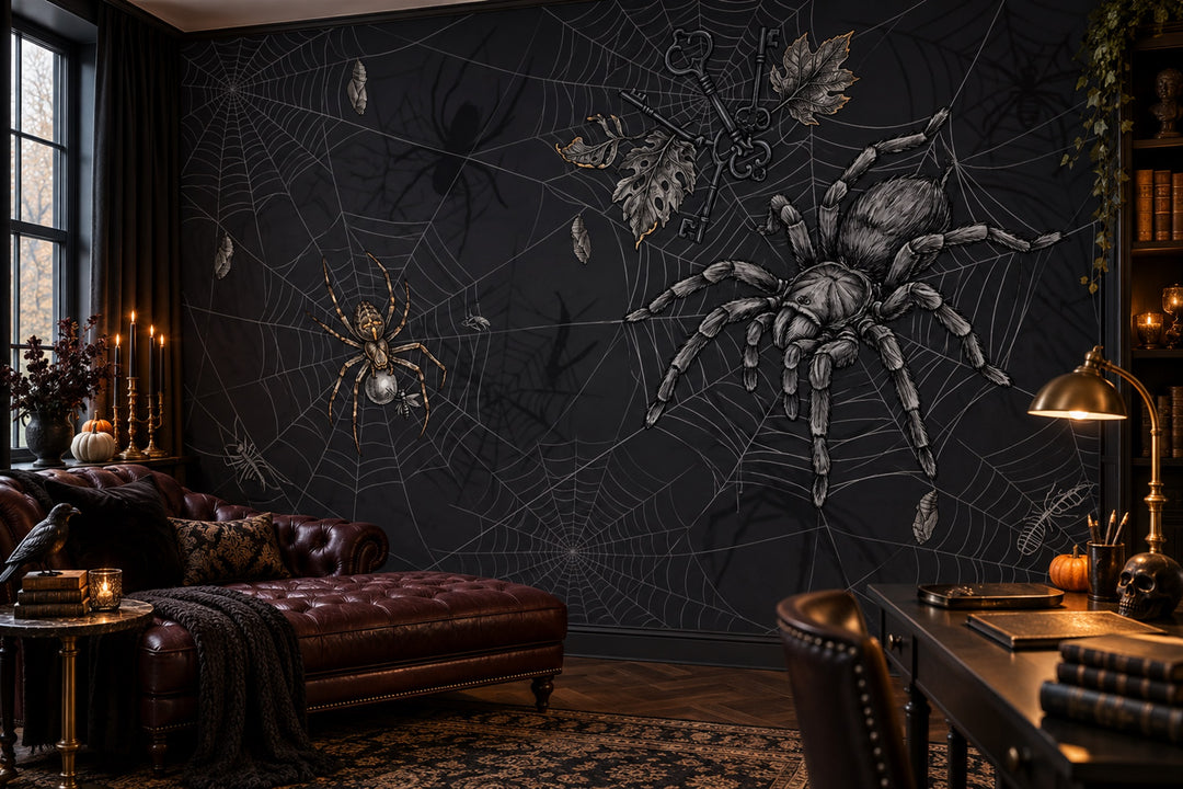 black spiders wallpaper mural study custom removable non woven vinyl stick on