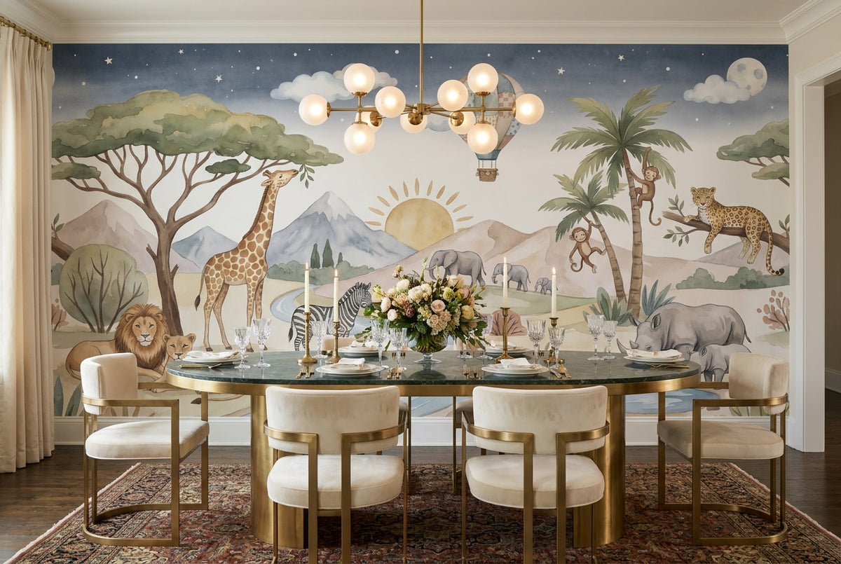 blue balloon safari wallpaper mural custom stick on dining removable non woven vinyl