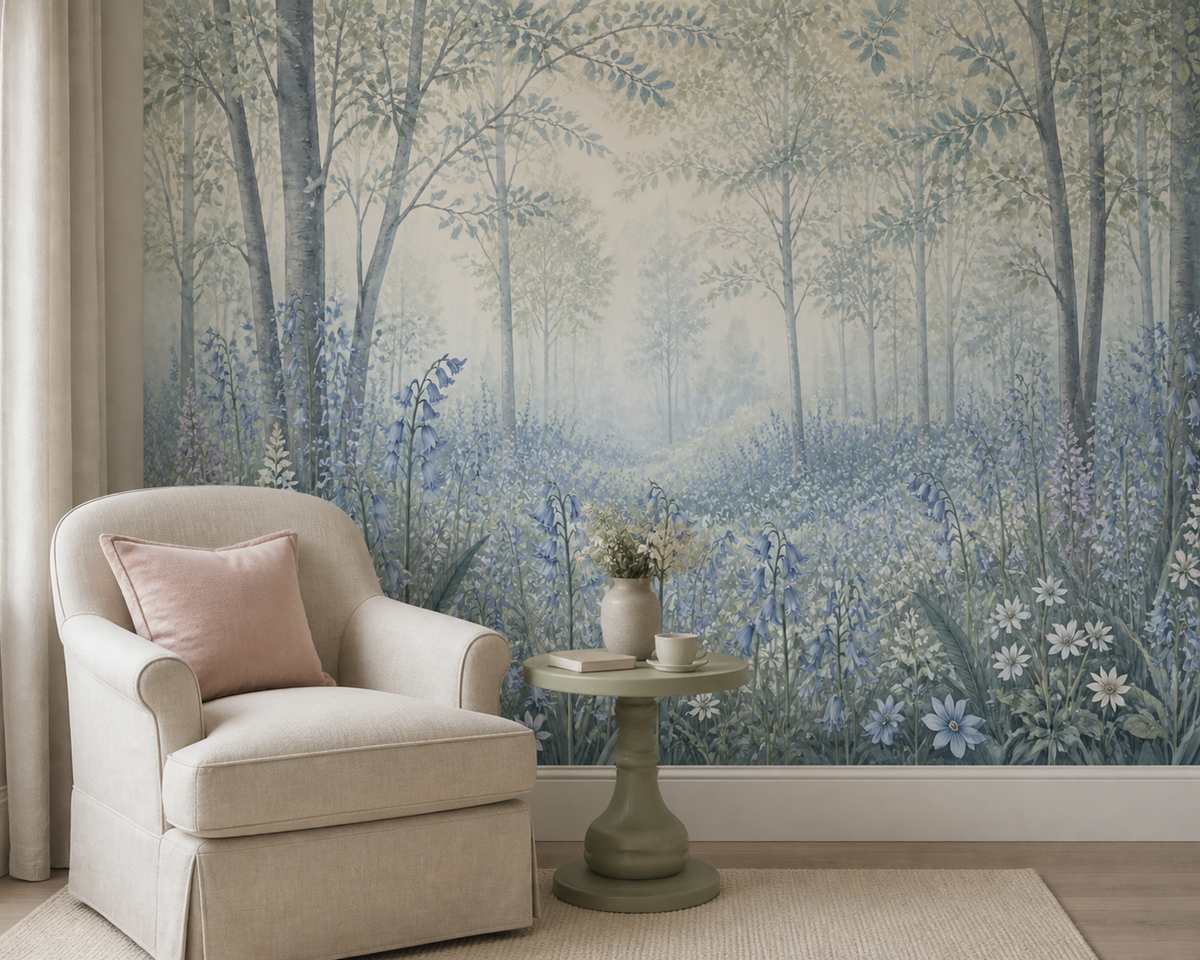 Blue Bluebell Wallpaper Mural product view