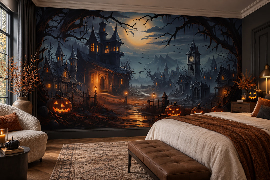 blue castle wallpaper mural bedroom custom removable non woven vinyl peel and stick