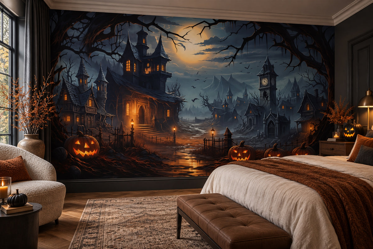 blue castle wallpaper mural bedroom custom removable non woven vinyl peel and stick