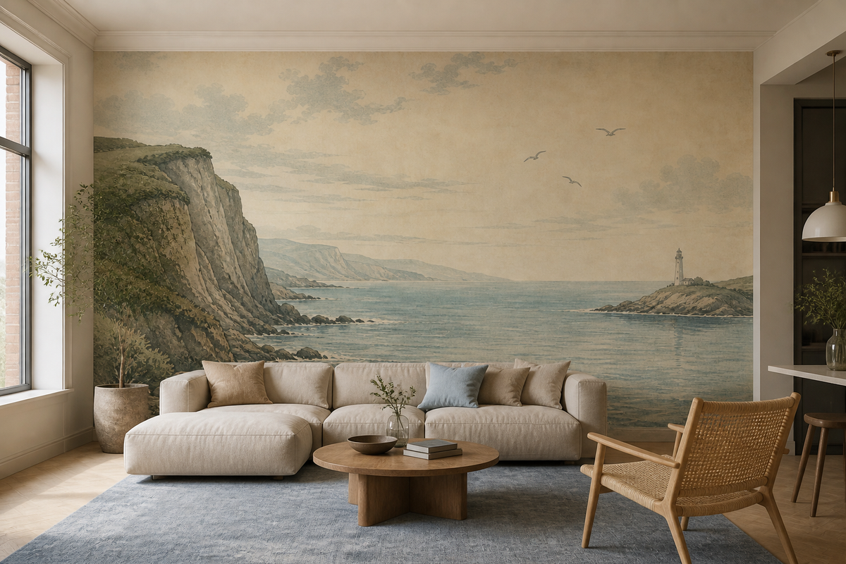 Blue Coastal Wallpaper Mural product view