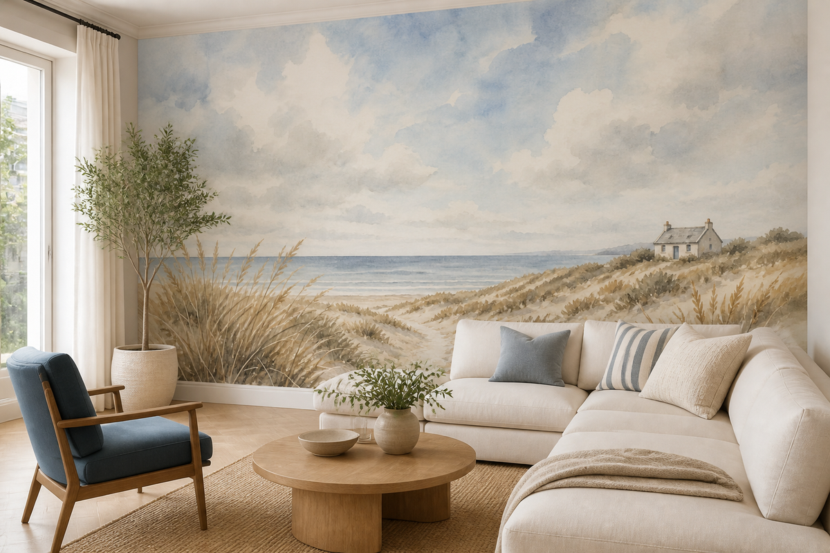 Blue Coastal Wallpaper Mural product view