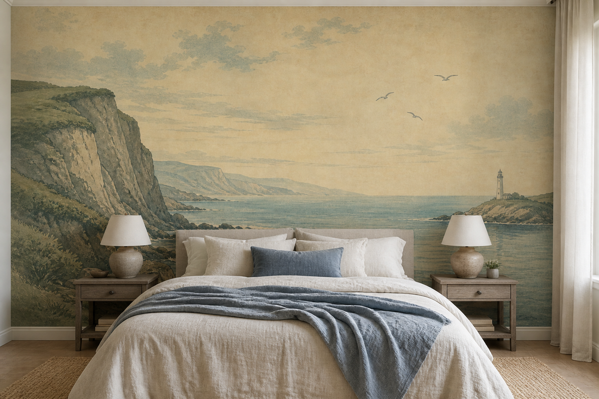 Blue Coastal Wallpaper Mural product view