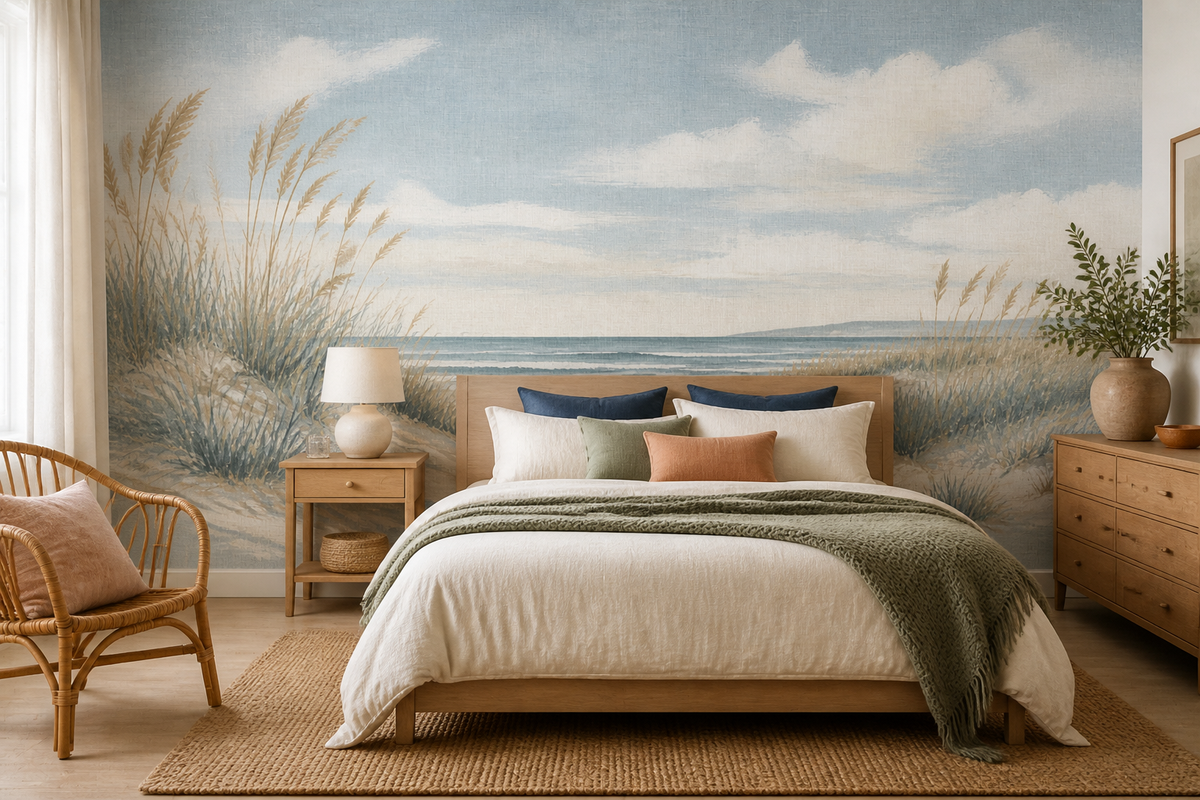 Blue Coastal Wallpaper Mural product view