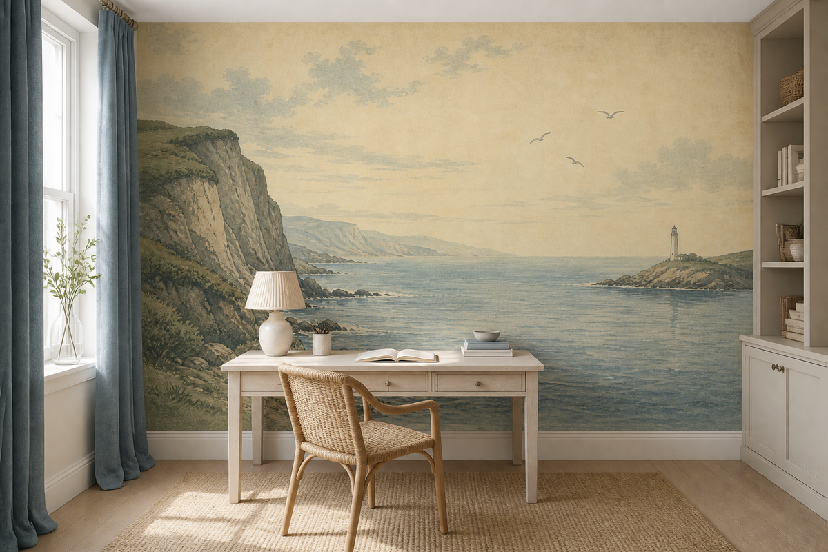 Blue Coastal Wallpaper Mural product view