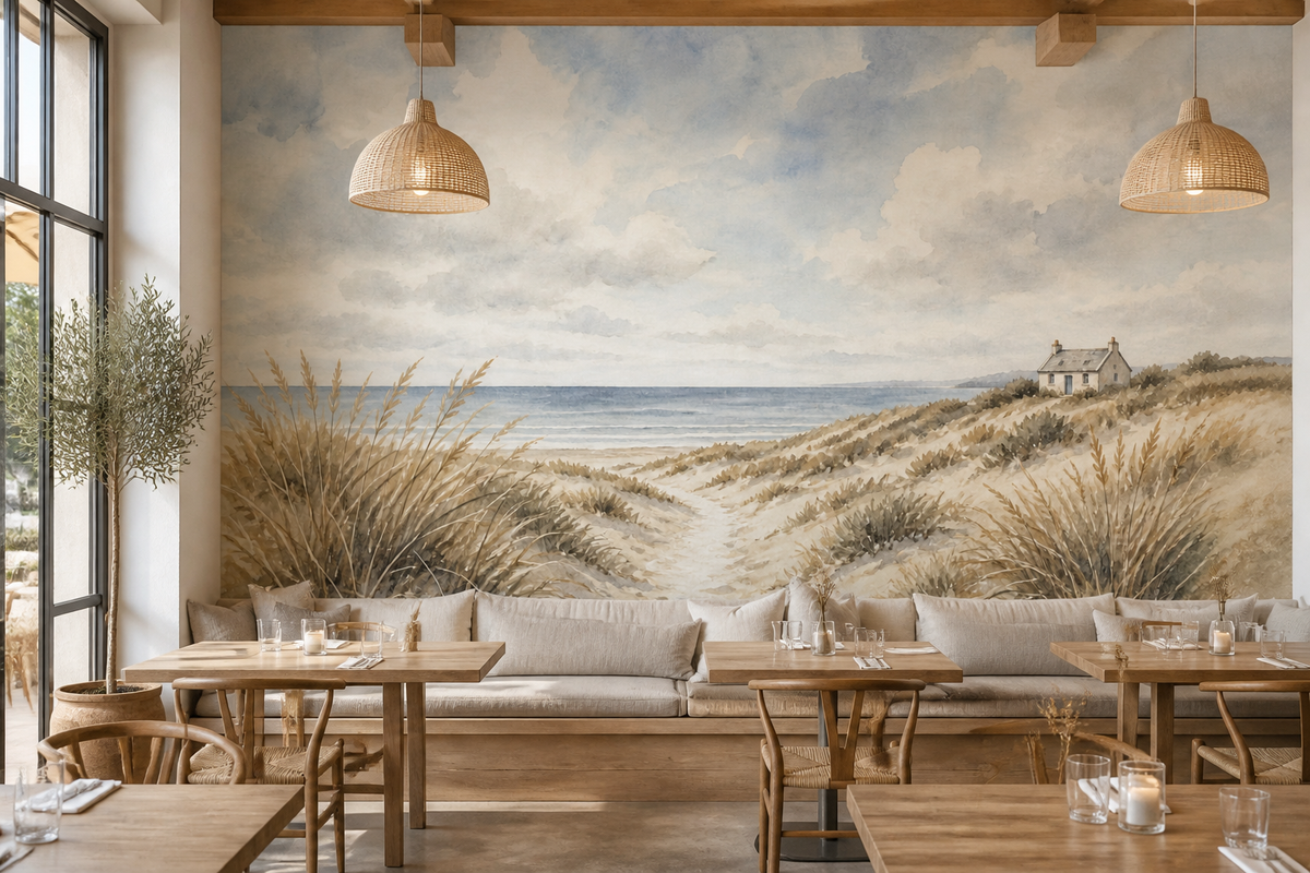 Blue Coastal Wallpaper Mural product view