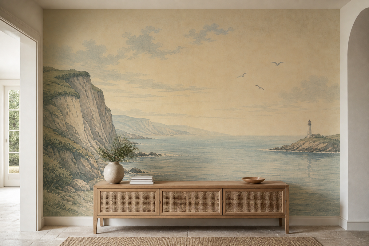 Blue Coastal Wallpaper Mural product view
