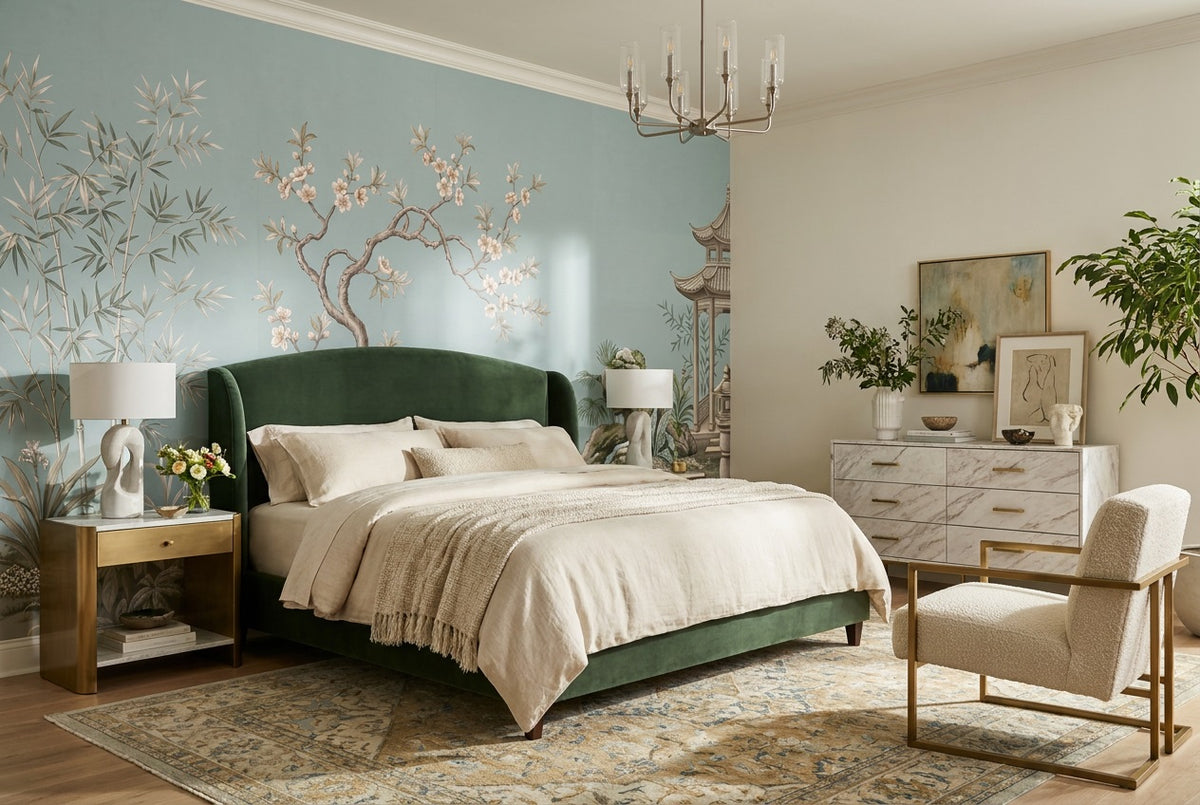 blue crane bedroom custom self adhesive non woven vinyl removable wallpaper mural