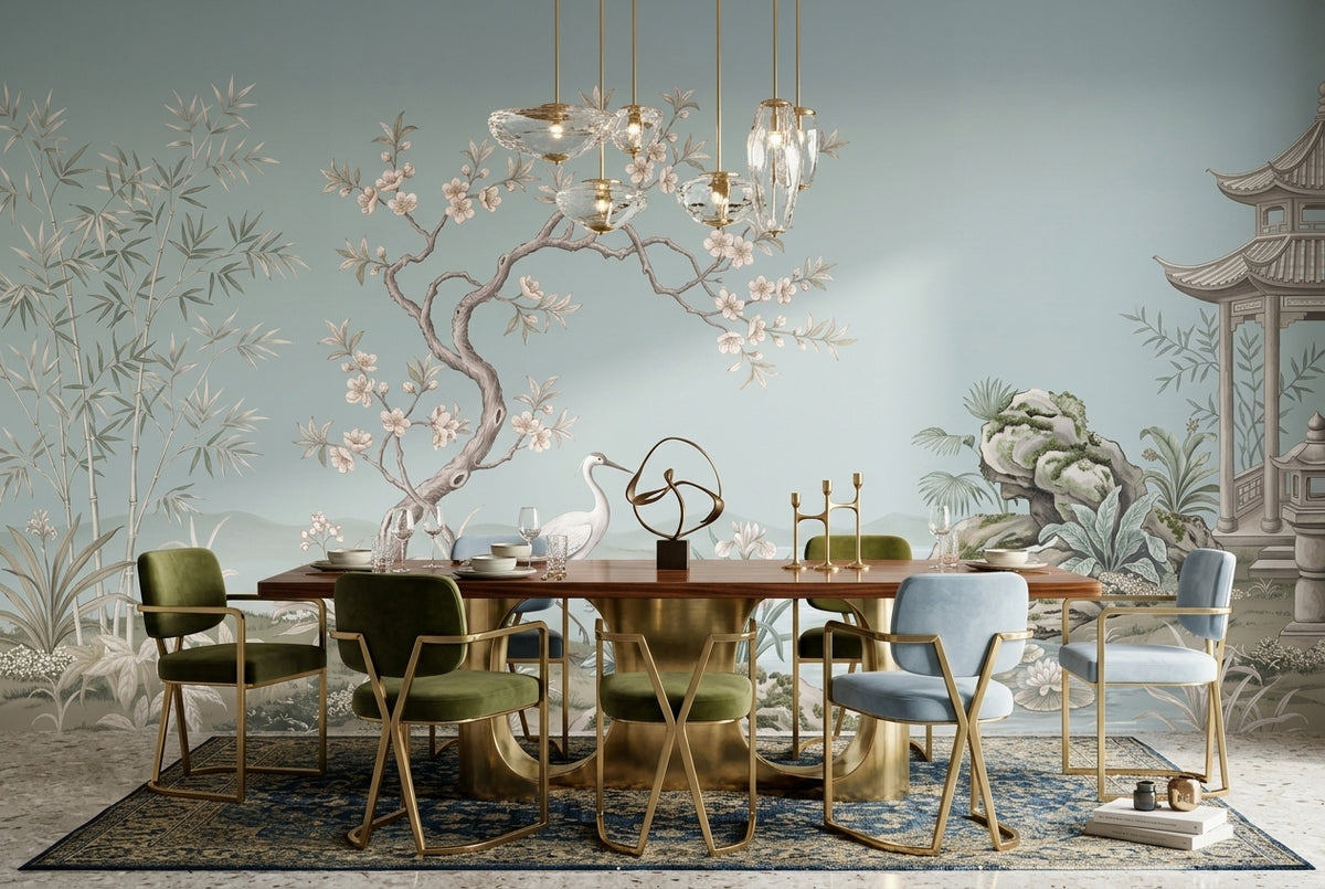blue crane dining room custom self adhesive non woven vinyl removable wallpaper mural