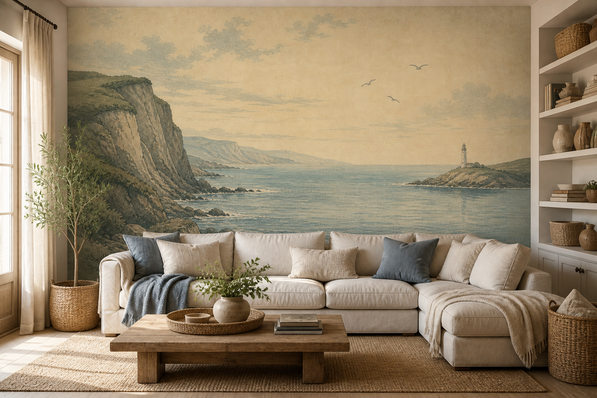Blue Coastal Wallpaper Mural product view