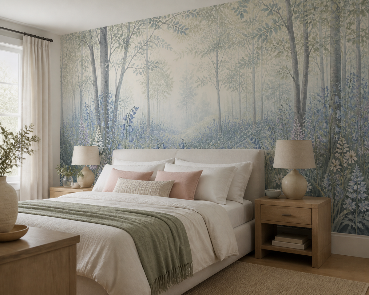 Blue Bluebell Wallpaper Mural product view