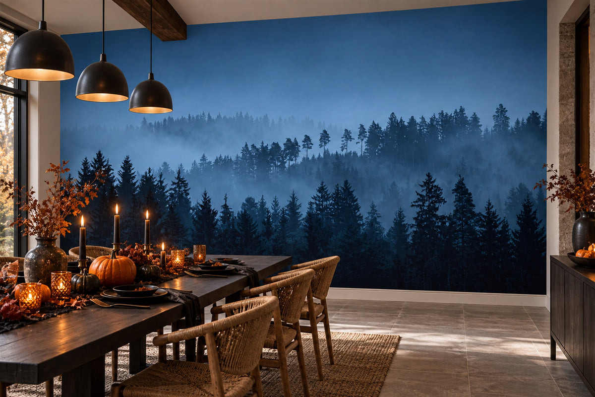 blue forest custom peel and stick wallpaper mural dining removable non woven vinyl