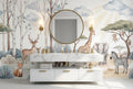 Pale Blue Watercolour Safari Wallpaper Mural