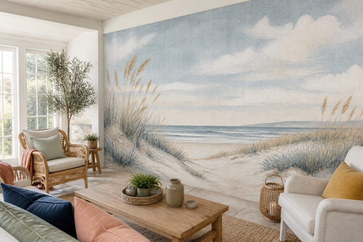 Blue Coastal Wallpaper Mural product view