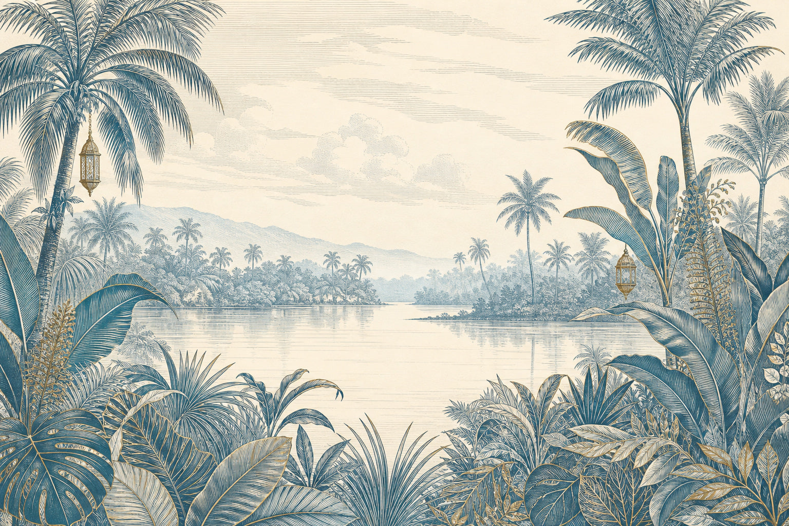 Blue Jungle Wallpaper Mural