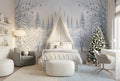 Serene Blue Deer Nordic Winter Forest Wallpaper Mural