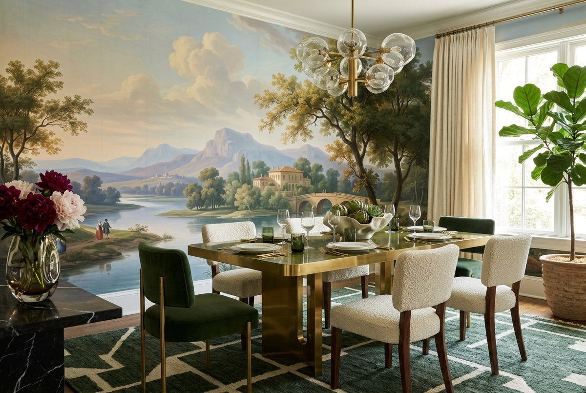 blue lake dining room custom self adhesive non woven vinyl removable wallpaper mural