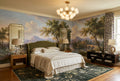 Sunlit River Bridge and Mountain Village Wallpaper Mural
