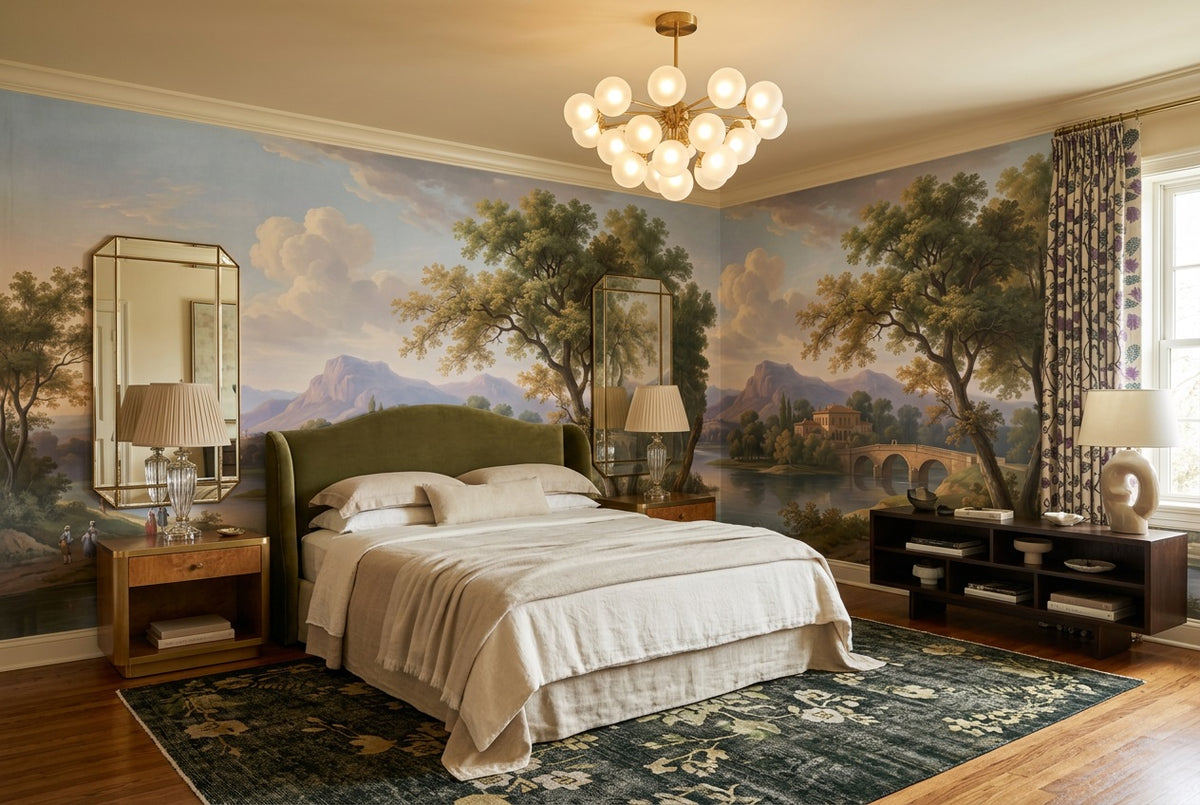 blue lake wallpaper mural custom peel and stick bedroom removable non woven vinyl
