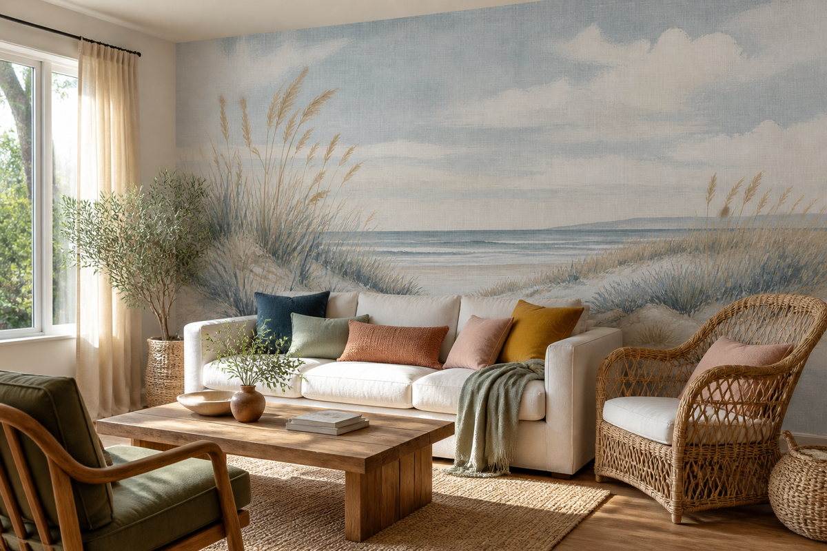 Blue Coastal Wallpaper Mural product view