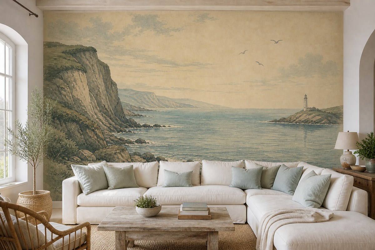 Blue Coastal Wallpaper Mural product view