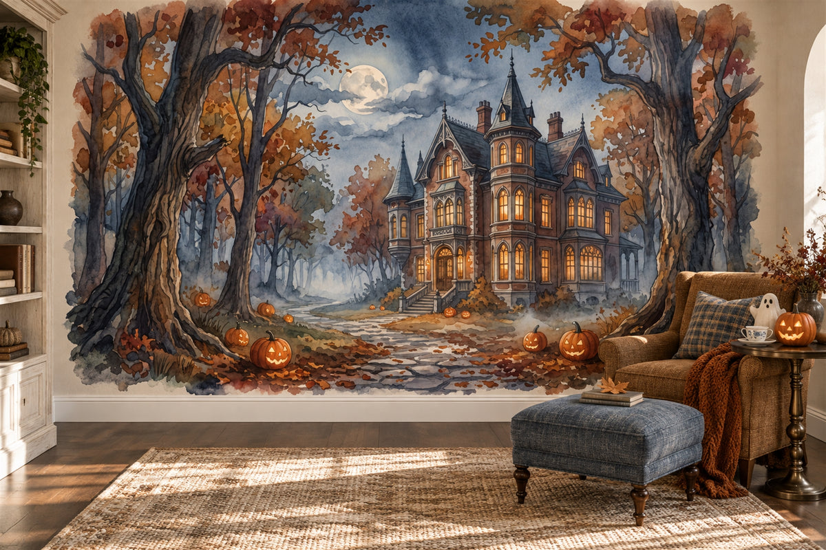 blue mansion study custom peel and stick removable non woven vinyl wallpaper mural