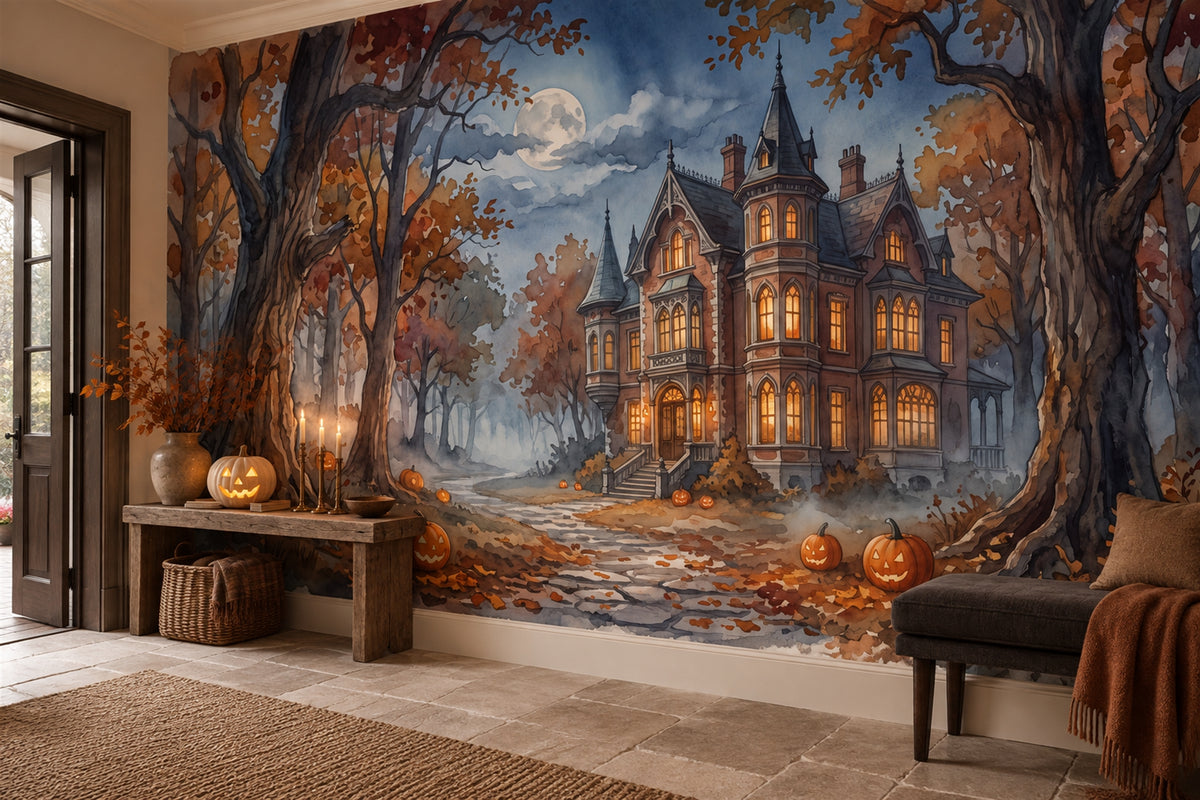 blue mansion wallpaper mural entryway custom removable non woven vinyl peel and stick
