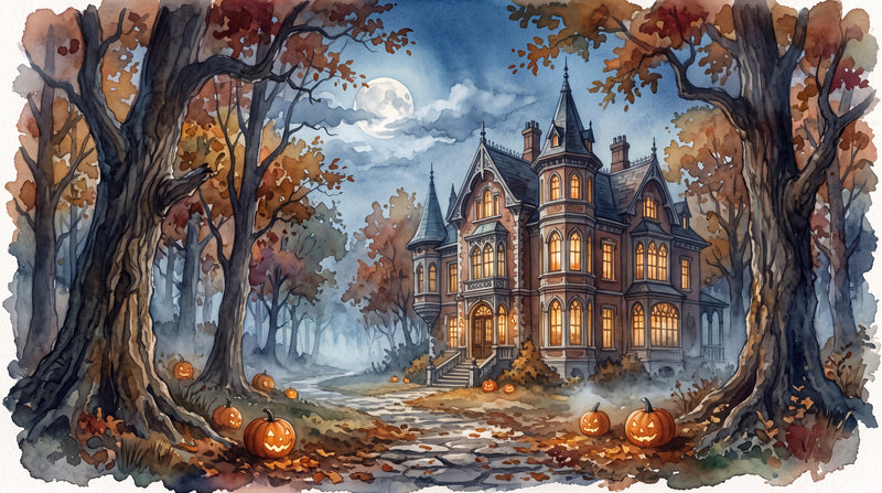 Blue Haunted Mansion Halloween Wallpaper Mural