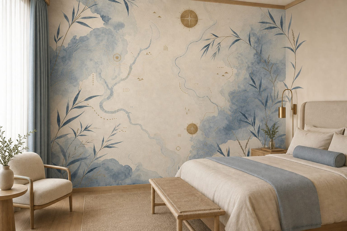 Blue Map Wallpaper Mural product view