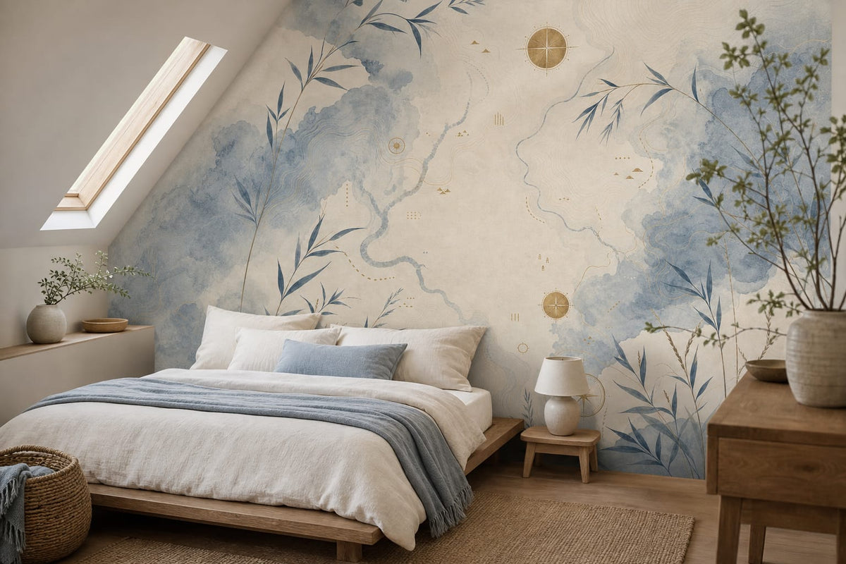 Blue Map Wallpaper Mural product view