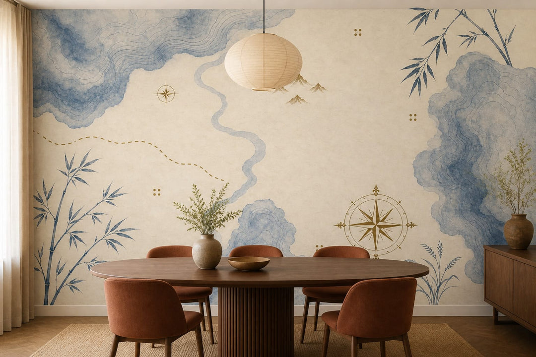 Blue Map Wallpaper Mural product view