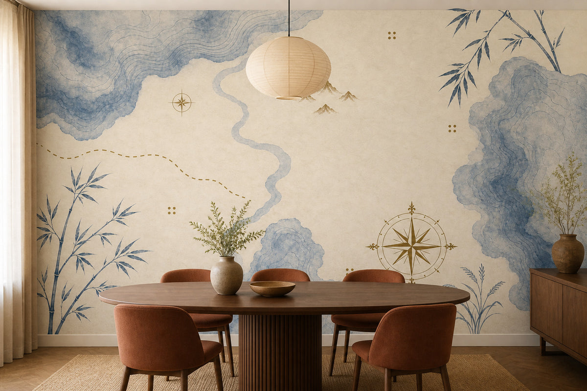 Blue Map Wallpaper Mural product view