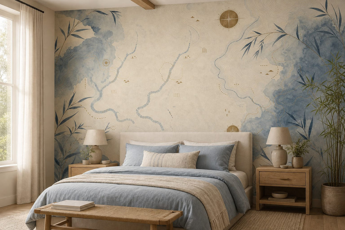 Blue Map Wallpaper Mural product view