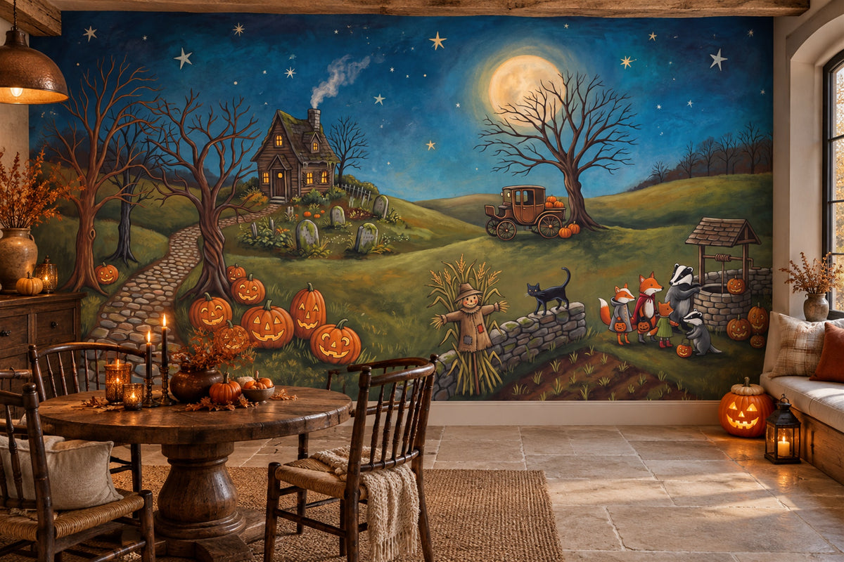 blue pumpkins custom peel and stick wallpaper mural dining removable non woven vinyl